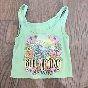 Billabong Light Green Floral Tank Top